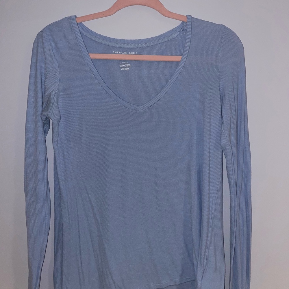 light blue american eagle long sleeve shirt